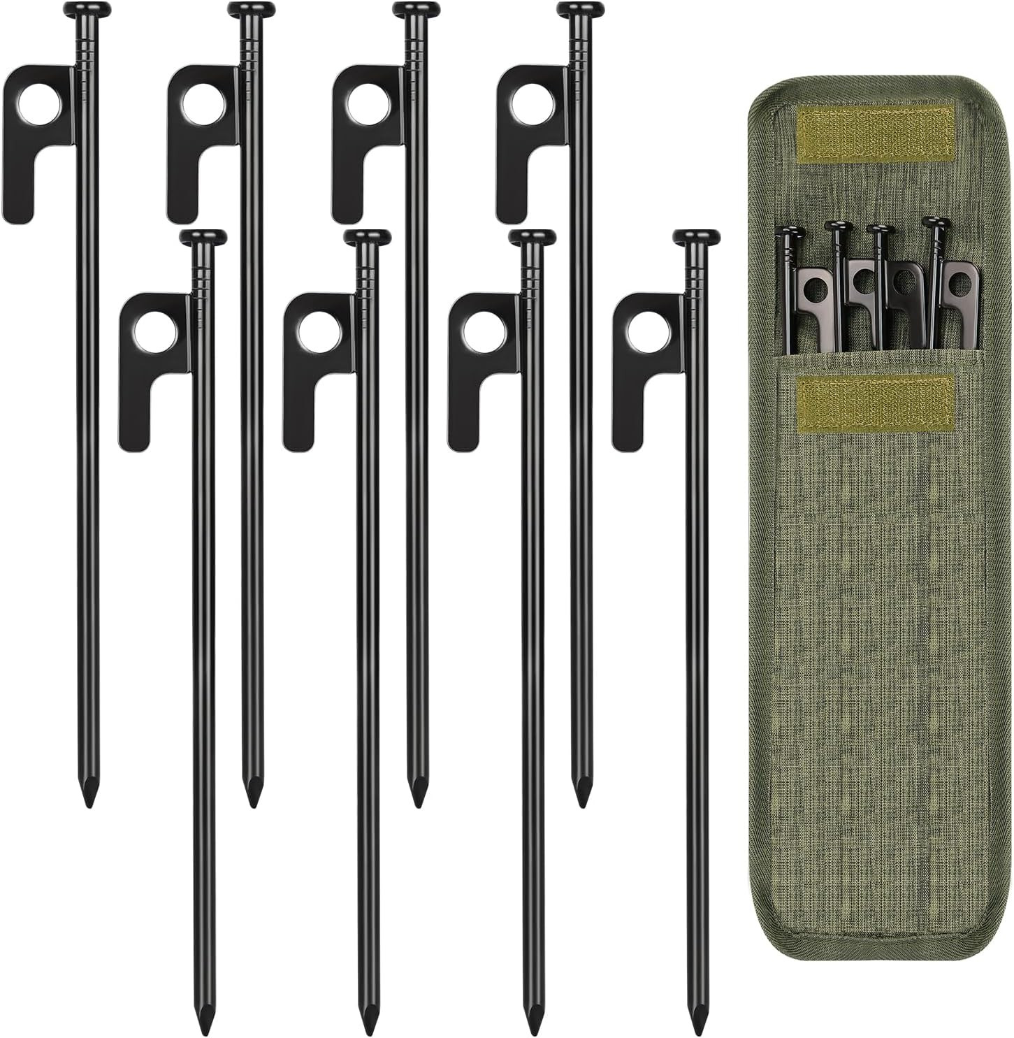 Camping 8/16/32 Pack 8in Heavy Duty Forged Steel Tent Stakes, with Storage Bag