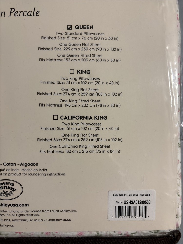Laura Ashley Cotton Percale Queen Sheet Set