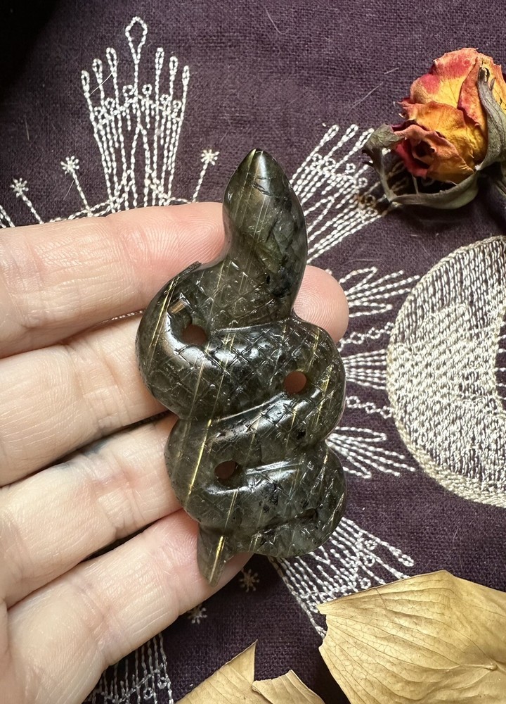 Labradorite Snake Carving, Natural Crystal