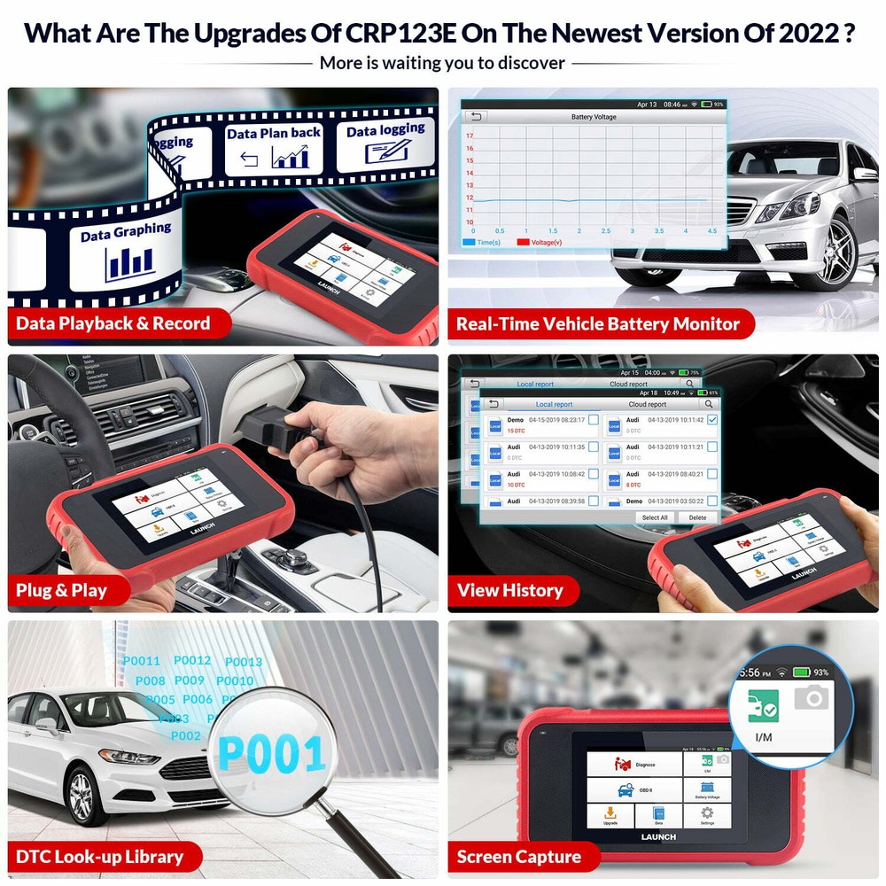 LAUNCH CRP123E Elite Car OBD2 Scanner Code Reader Engine ABS SRS Diagnostic Tool