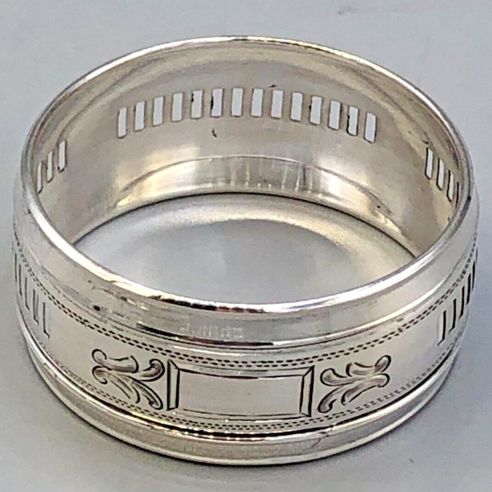 Webster Sterling Silver Napkin Ring 3/4" wide, pierced pattern