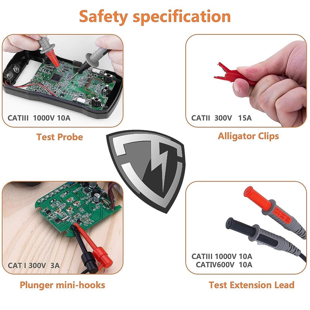 Multimeter Test Leads Kit FOR Digital Meter Probes Alligator Clips