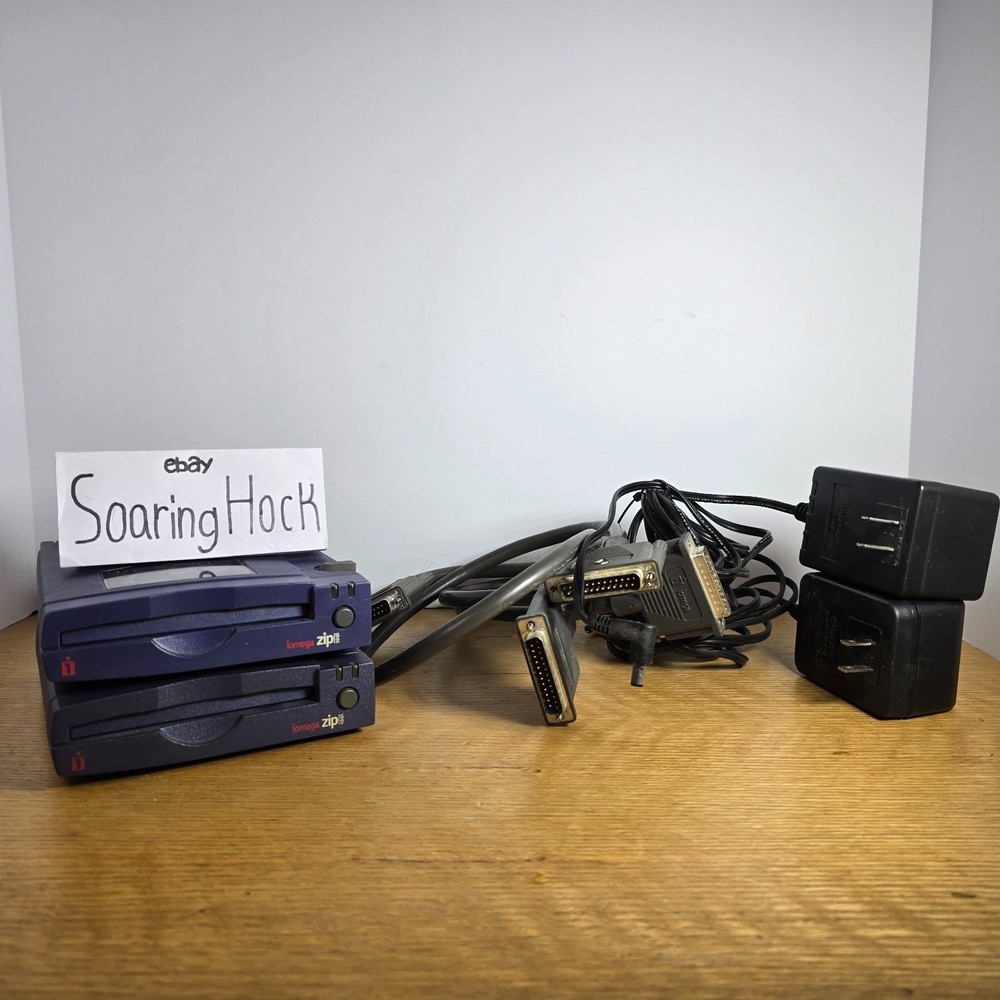 2-Iomega Zip 100 Parallel External Drives w/ Power Adapter