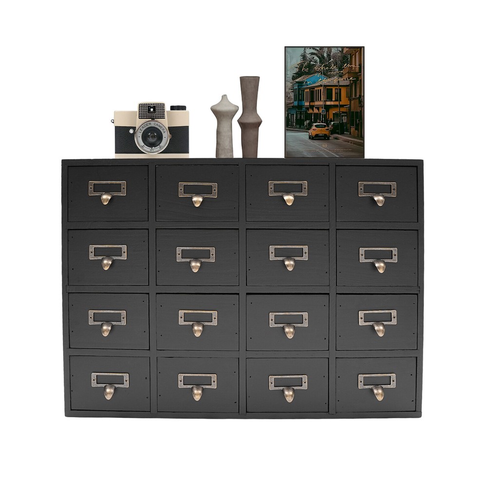 16-Drawer Storage Cabinet with Rustic Design for Organizing Essentials
