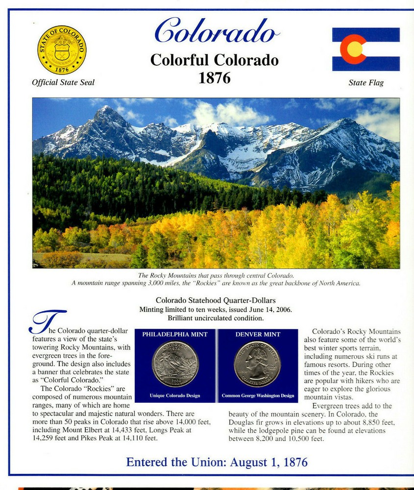 Colorado Quarters P&D 2006 (Postal Panel Collection) PCS