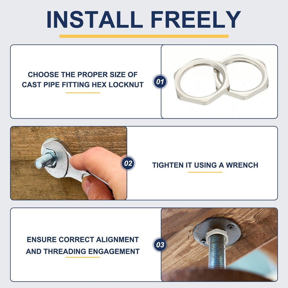 2Pcs BSPP Cast Pipe Fitting Hex Locknut Nickel Plated Copper G1