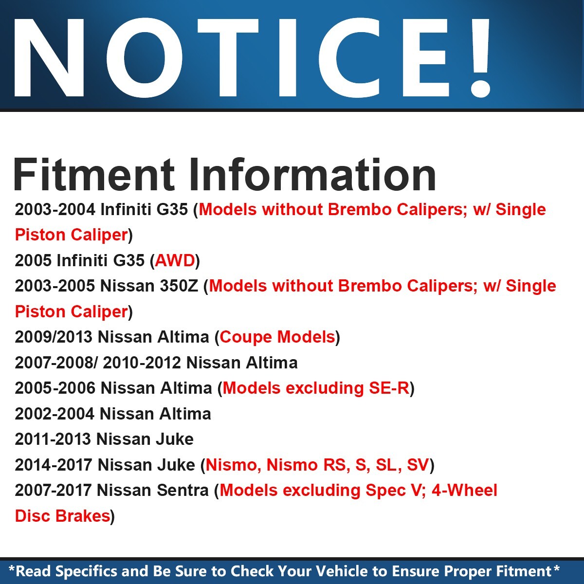 Front & Rear Ceramic Brake Pads for Infiniti G35 Nissan 350Z Juke Sentra Altima