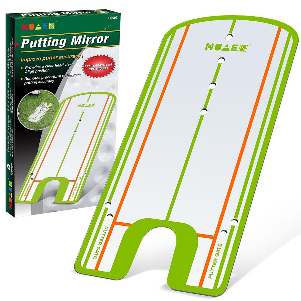 Golf Putting Alignment Mirror, 12L x 6W, Portable, Training, Aid, Practice, Tool