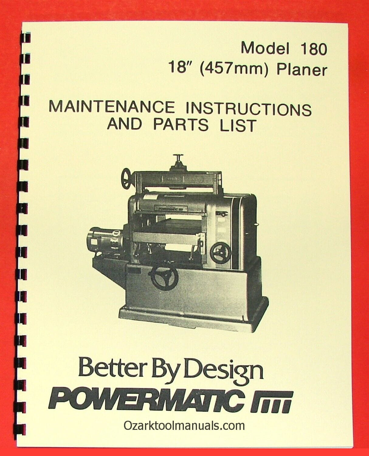 POWERMATIC 180 18-inch Wood Planer Owners Operators Service Parts Manual 0520
