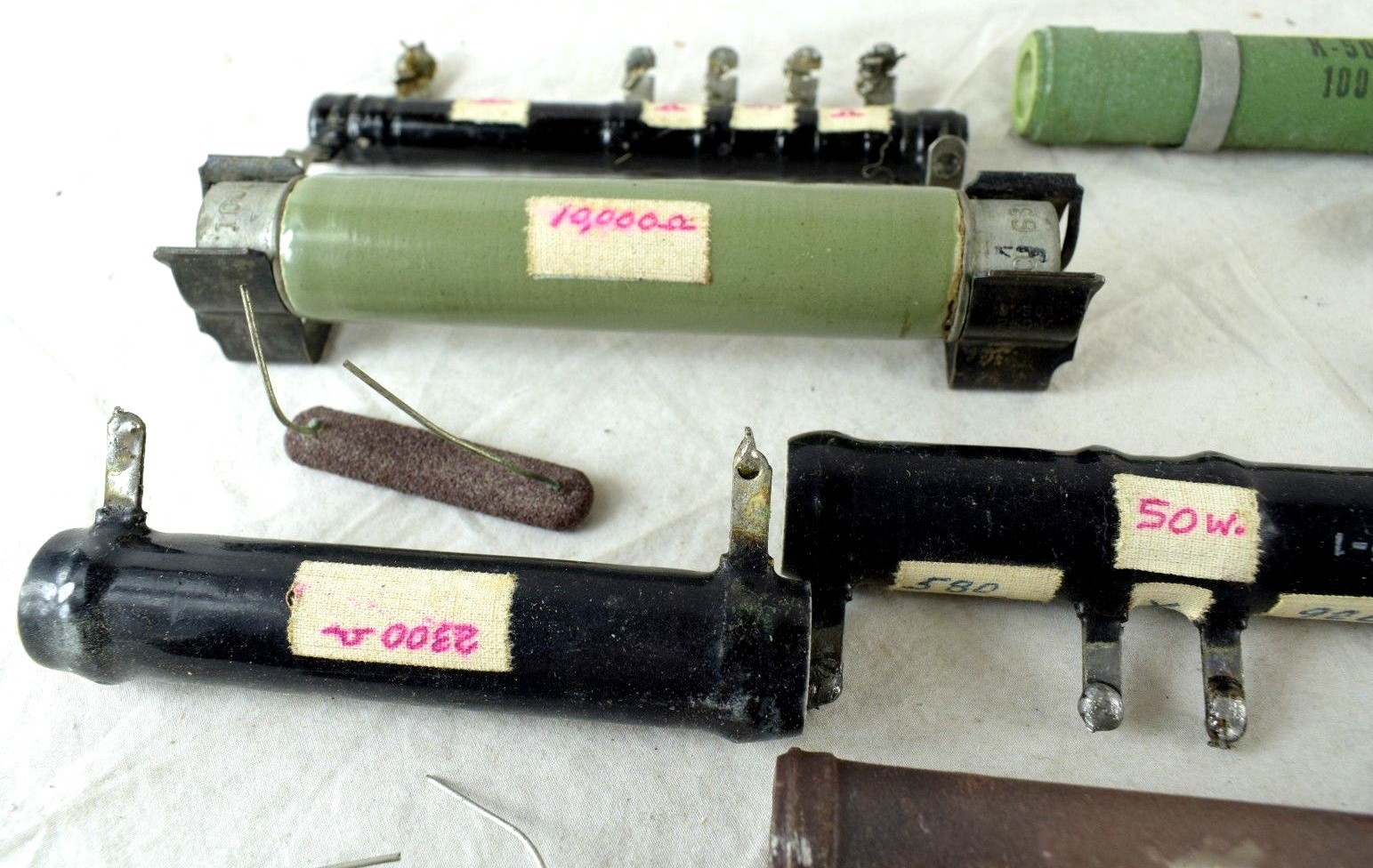 1930's-40's Vintage Tube Radio Resistors Transistors Big Lot 2 Cigar Boxes Full