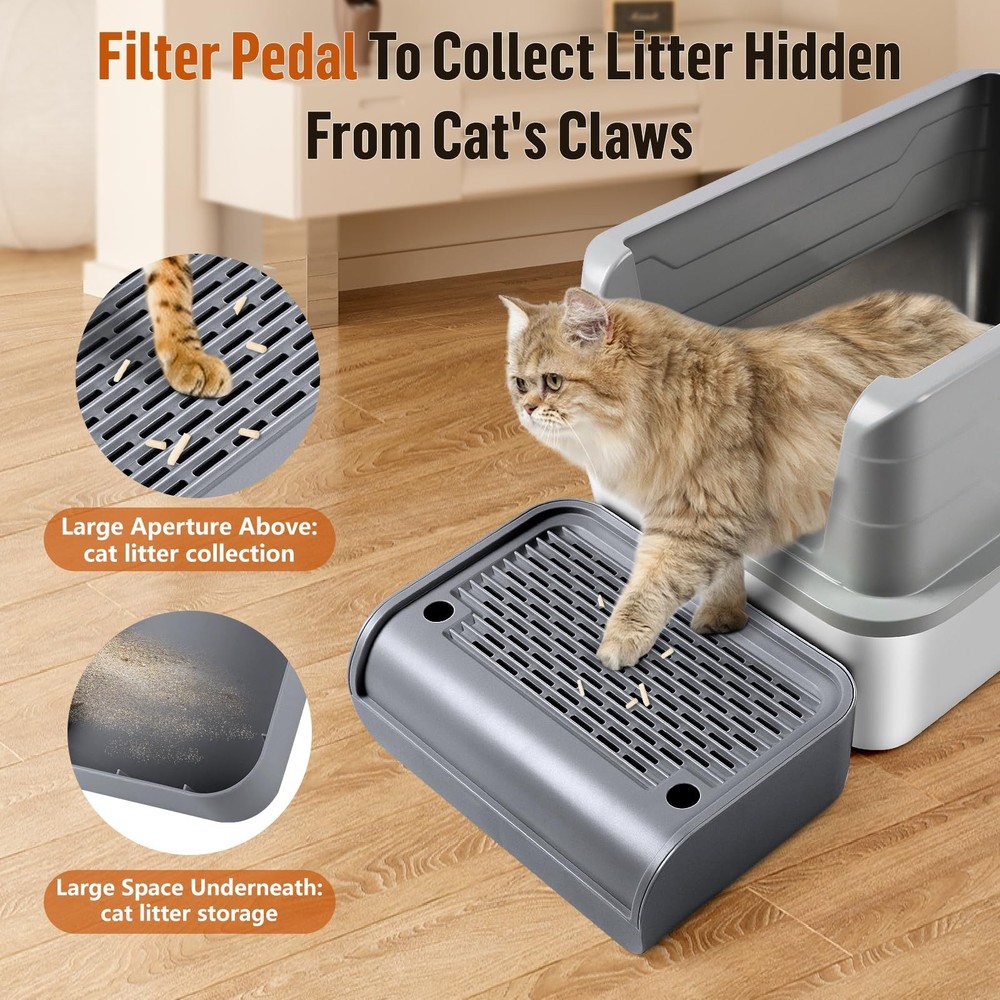 Bartuke Bartuke Cat Litter Box Step, Cat Litter Ramp Mat with Filter Function...
