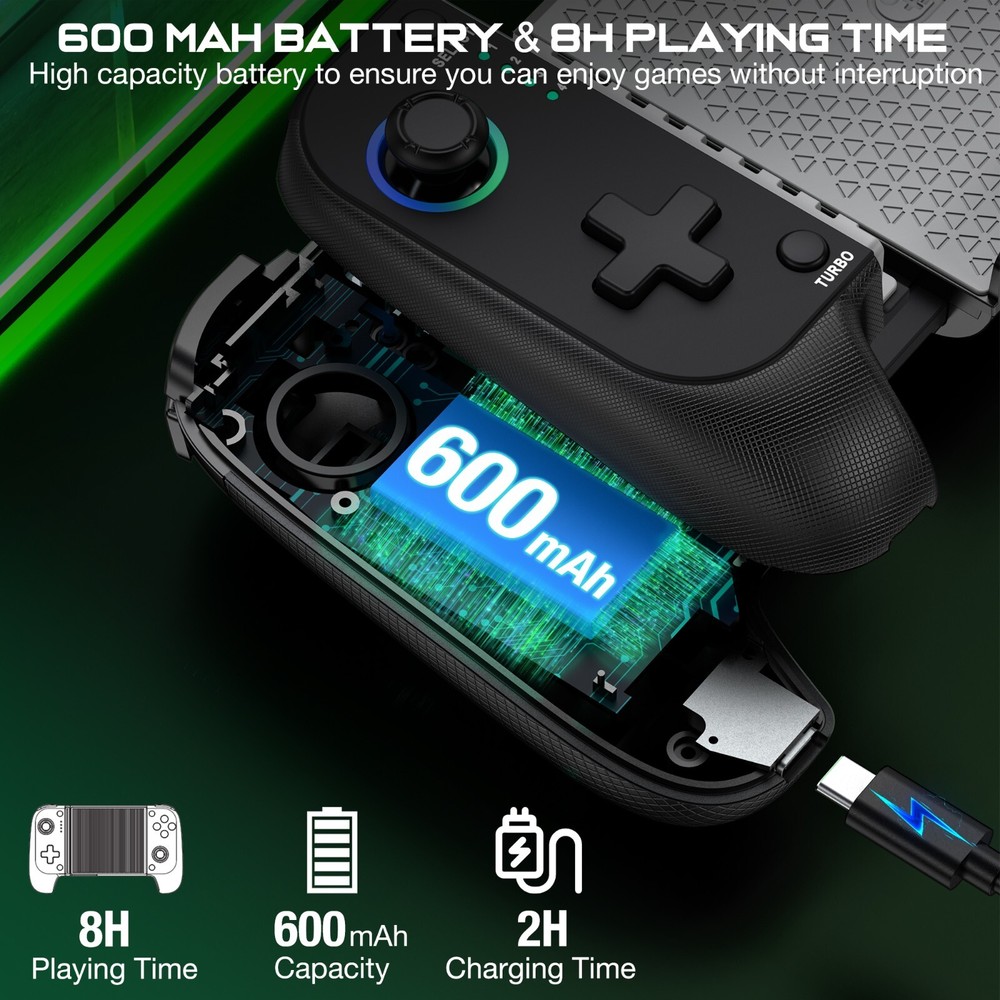 Mobile Game Controller for iPhone/Android,iOS Wireless Gaming Controller+RGB