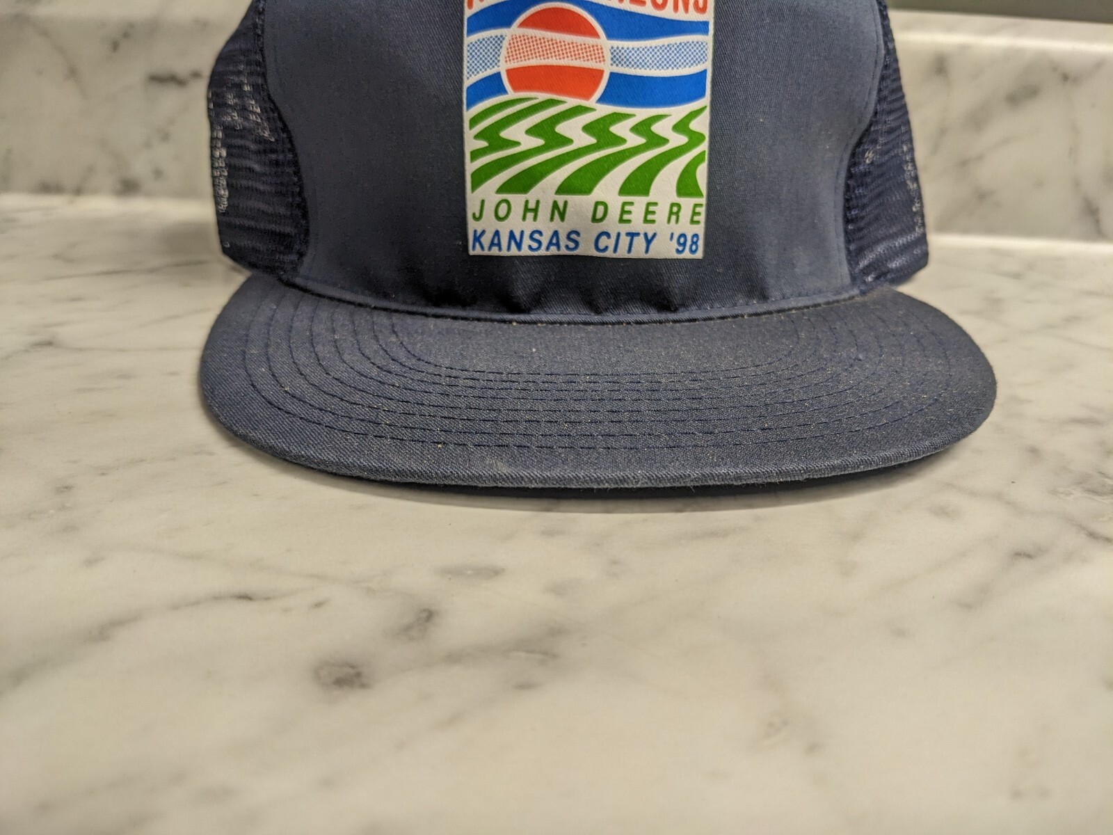 VINTAGE HAT CAP SNAPBACK TRUCKER JOHN DEERE JD KANSAS CITY 1998 NEW HORIZONS