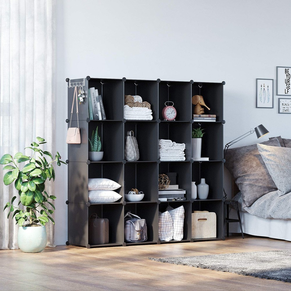 &AHOME Cube Storage Organizer, 16-Cube Shelves Units, Plastic Storage Cubes, ...