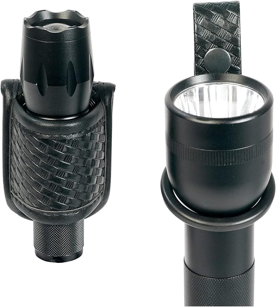 Compact Flashlight Holder(Open Top)+ Flashlight Ring Strap Holder Hold Mag Lite