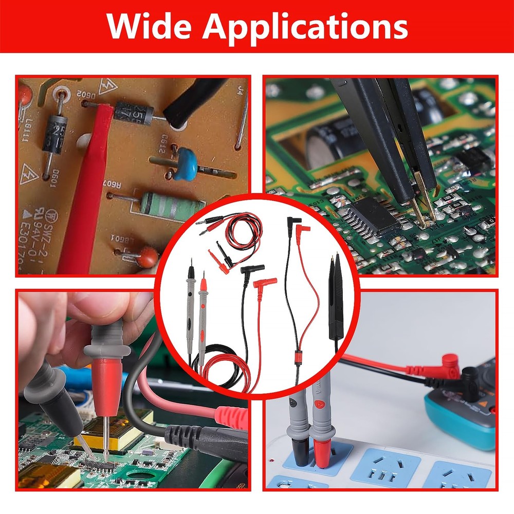 Electrical Multimeter Test Leads Set Professional Alligator Clips Hook Kit