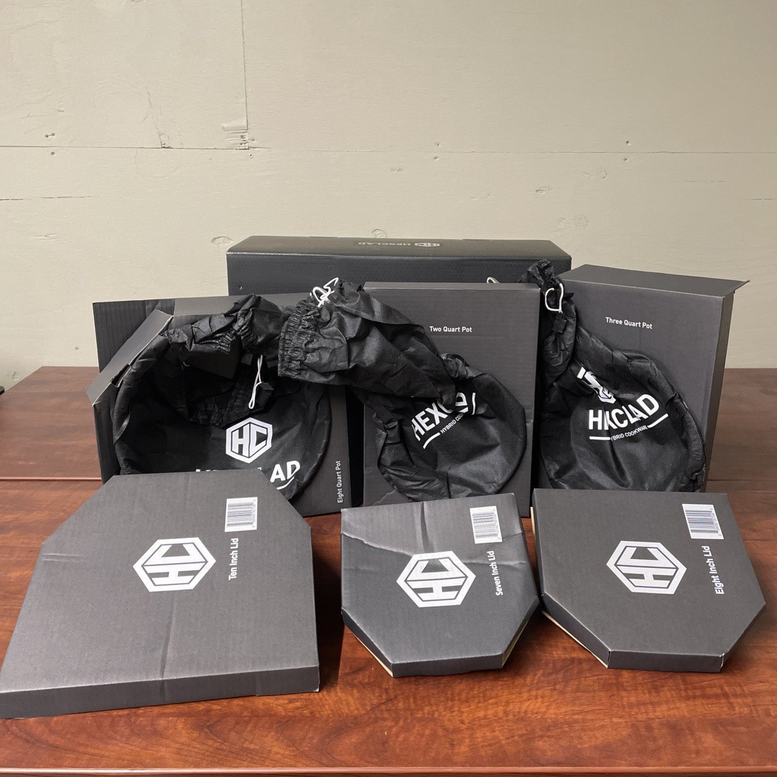 HexClad Hybrid Nonstick 6 Piece Sauce Pan Pot Cookware Set 2qt 3qt 8qt W/ Lids