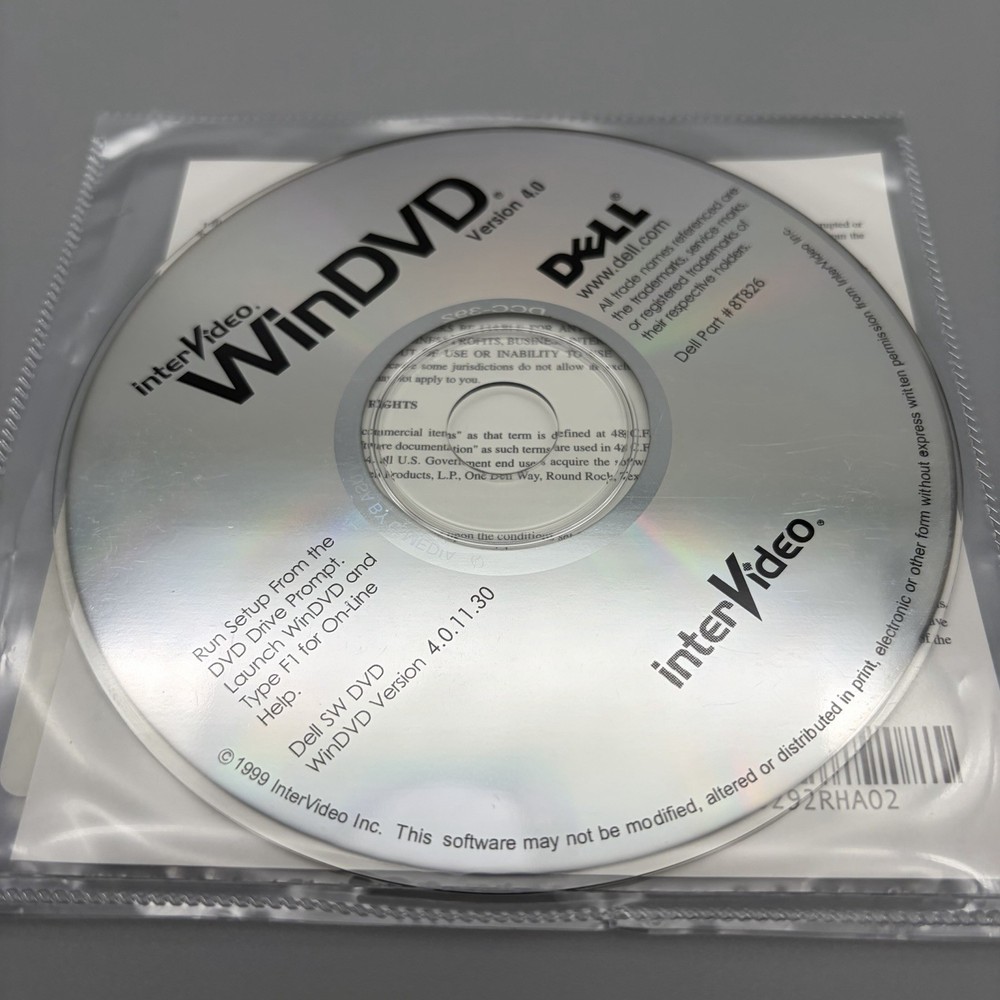 Vintage 1999 InterVideo WinDVD 4.0 Software For Computers DVD Player Dell SEALED