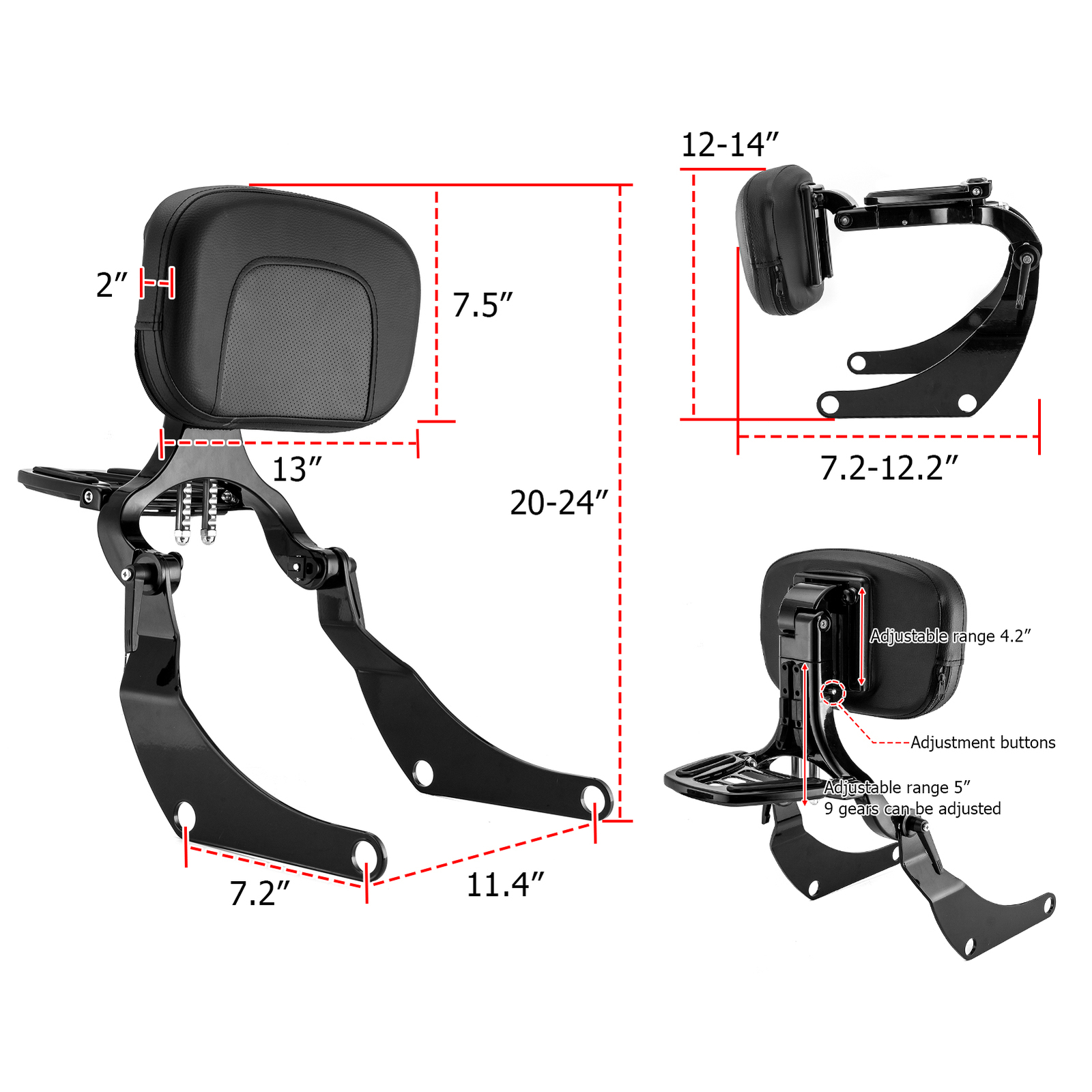 Multi-Purpose Backrest Sissy Bar For Harley Low Rider FXLR Sport Glide 2018-2024