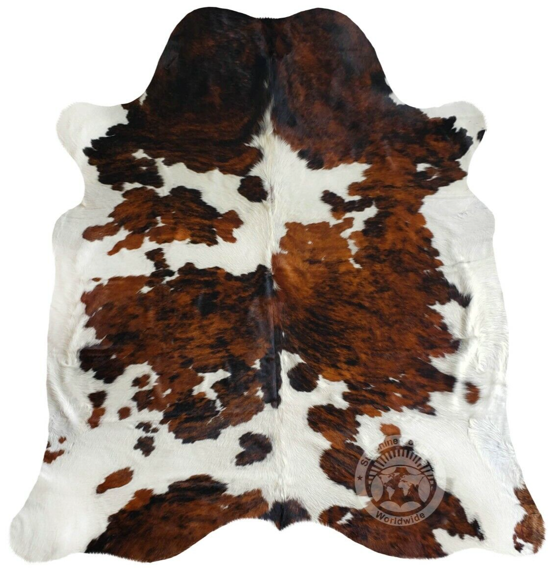 Real Cowhide Rug Tricolor - Size 6 x 6-7’