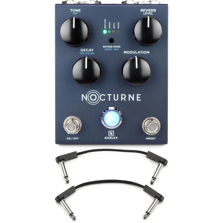 Keeley Nocturne Reverb Pedal with EBS Patch Cables
