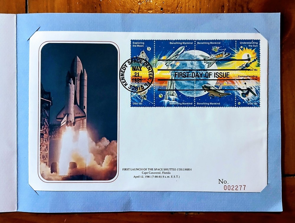 1981 Space Shuttle Columbia First Day Issue Stamps Postmark May 21 * COA #002277