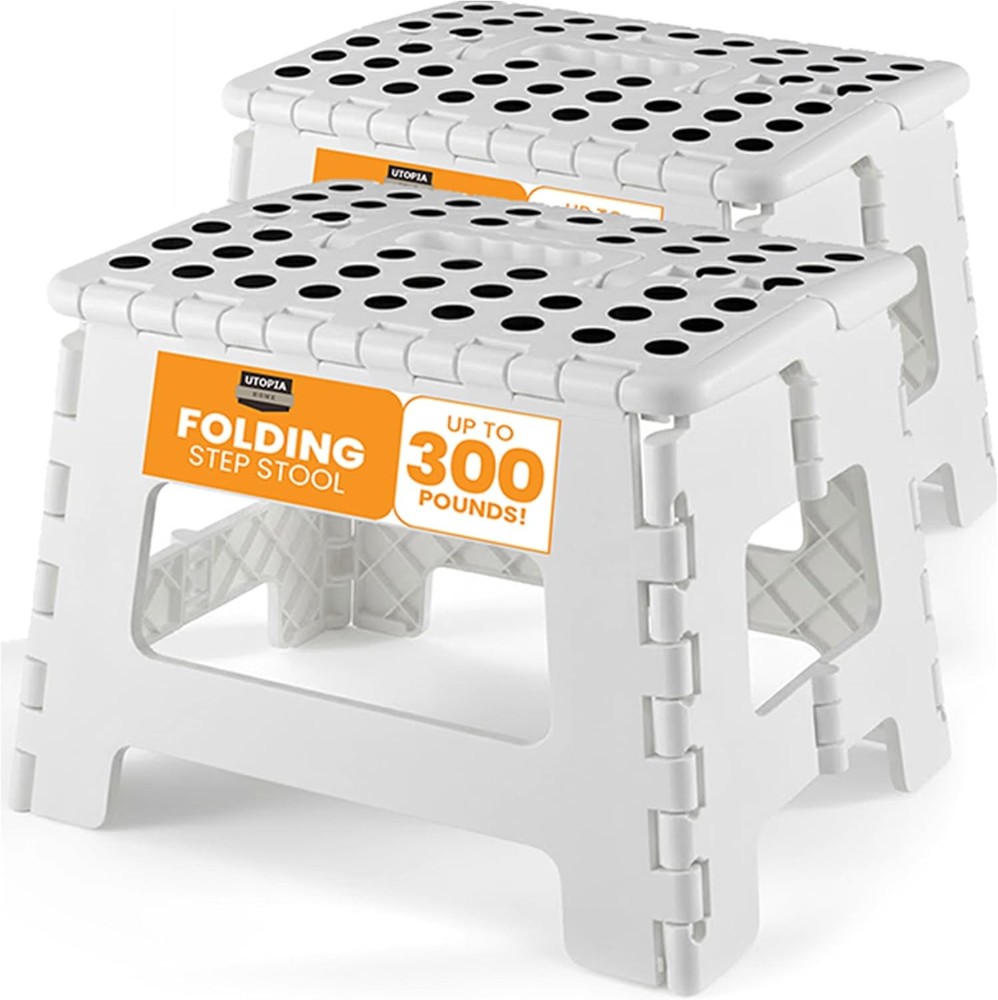 Utopia Home 13" Folding Step Stool, 300 lbs Capacity, Non-Slip Handle, Green