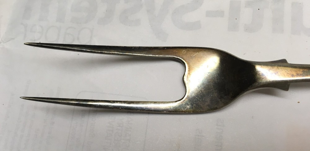 Antique Silverplate Serving Fork 8-1/4” HS&S (?) Rooster Monogram Unknown Stampe