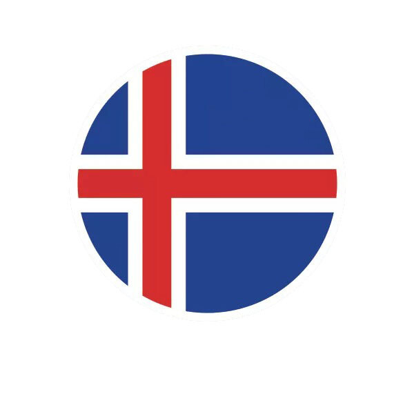 Round Icelander Flag Sticker Decal