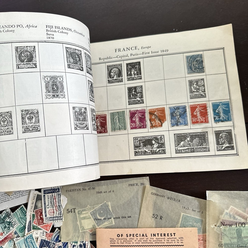 The World United States & Foreign Postage Stamp Album 1938 + Variety Stamp Lot