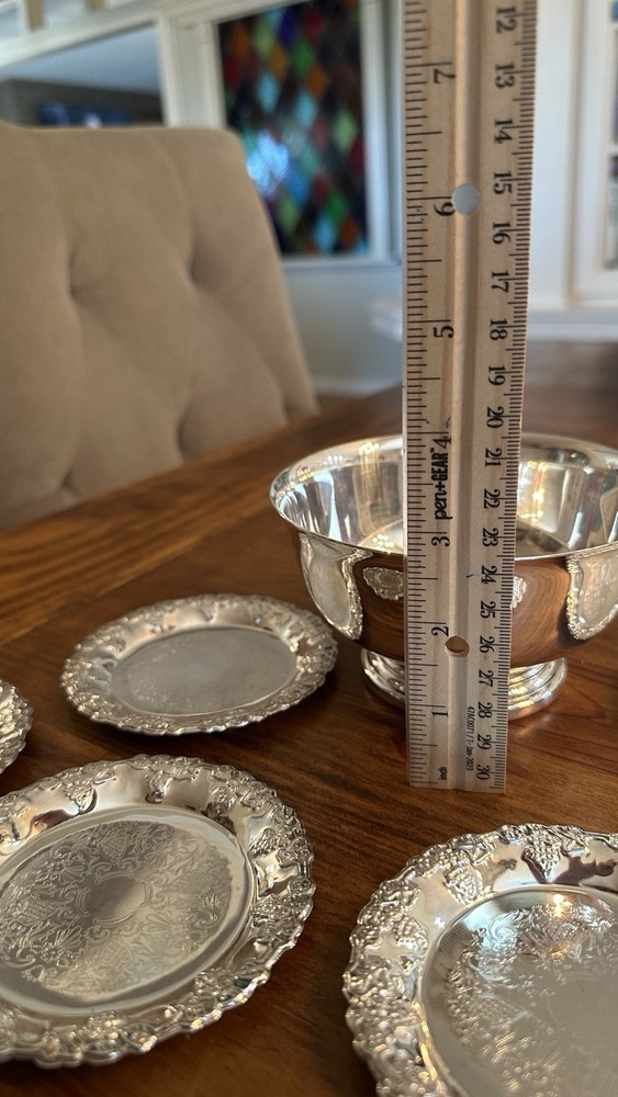 Gorham Silverplate Bowl And 6 Godinger Silverplate Coasters