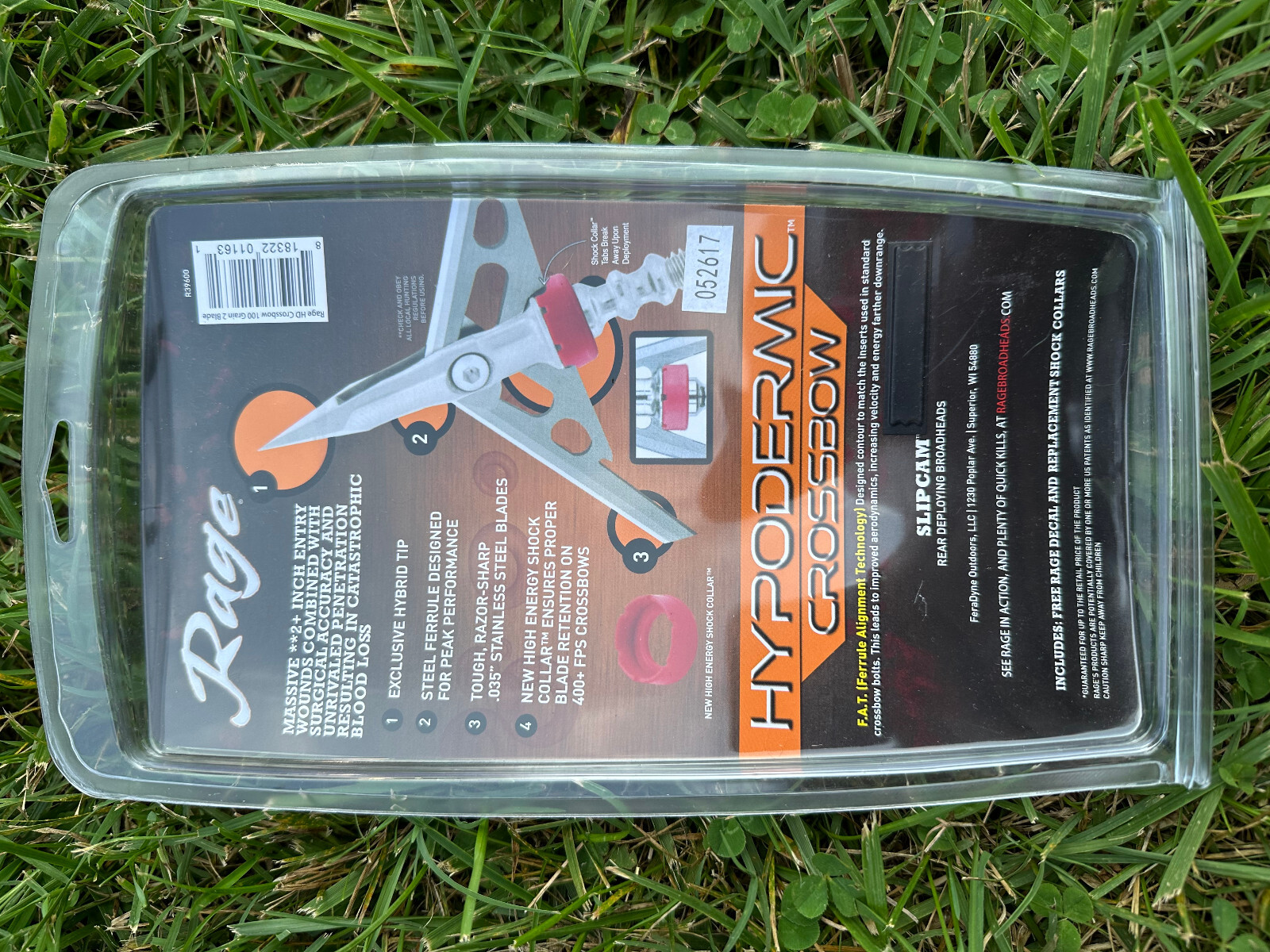 Rage Crossbow Hypodermic mechanical Broadheads 100 Grain with PRACTICE POINT