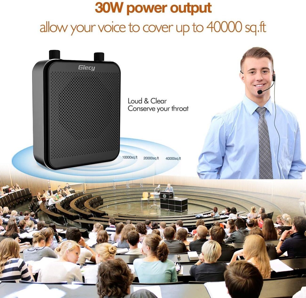 30W Rechargeable Voice Amplifier With Bluetooth Microphone And Speaker Function