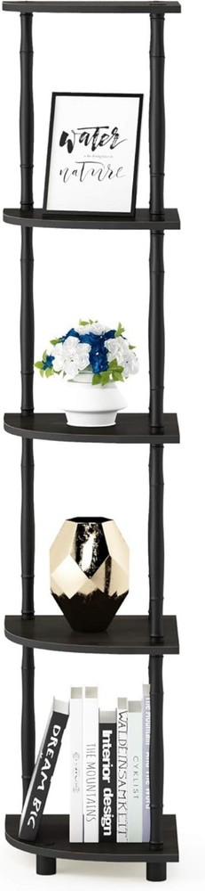 Durable 5-Tier Corner Shelf - Easy Assembly Espresso Multipurpose Display Unit