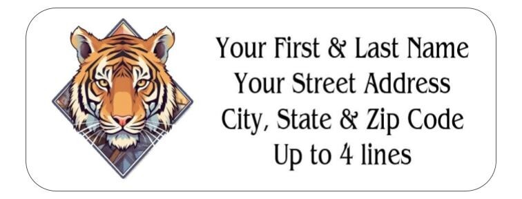 150 Bengal Tiger Mailing Return Address Labels Personalized