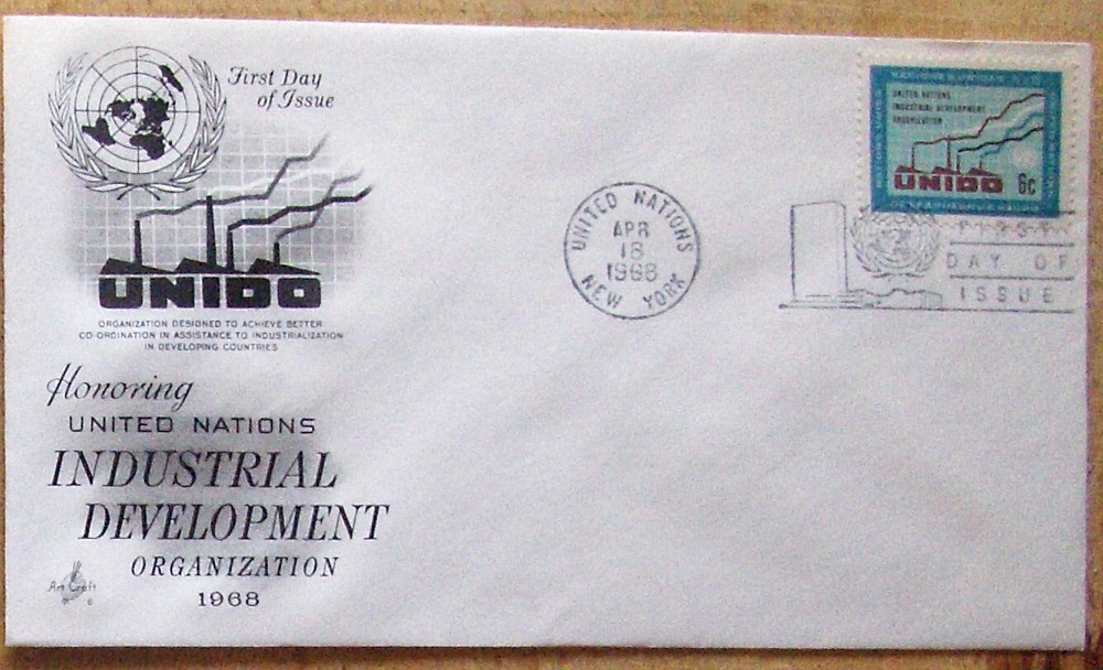UN FDC envelope INDUSTRIAL DEVELOPMENT ORGANIZATION, NY 4/18/1968.