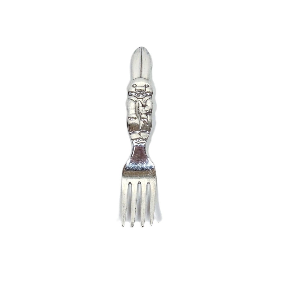 Reed & Barton Silver Plate Baby Fork Bunny Rabbit Easter Carrot 4.5"