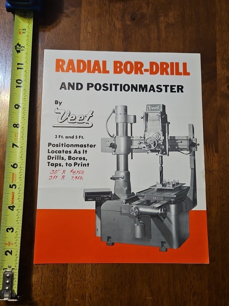VEET MACHINE CATALOG RADIAL BOR DRILL POSITIONMASTER