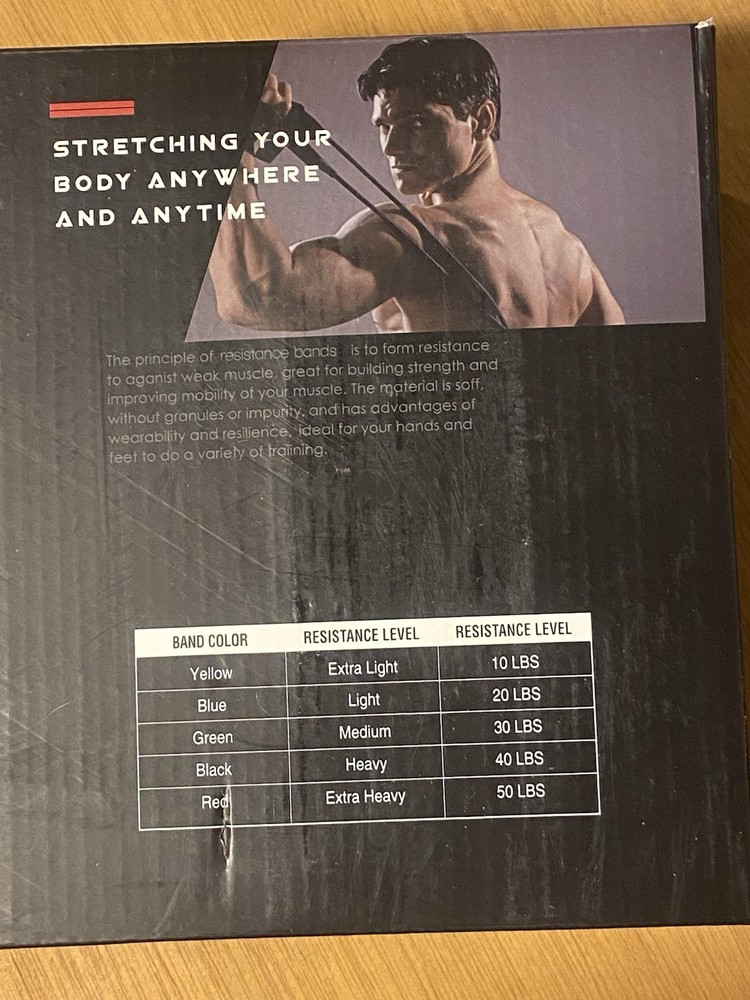 UNBREAKABLE RESISTANCE BANDS– 5 STACKTABLE EXERCISE BANDS UP TP 150 LB, NEW