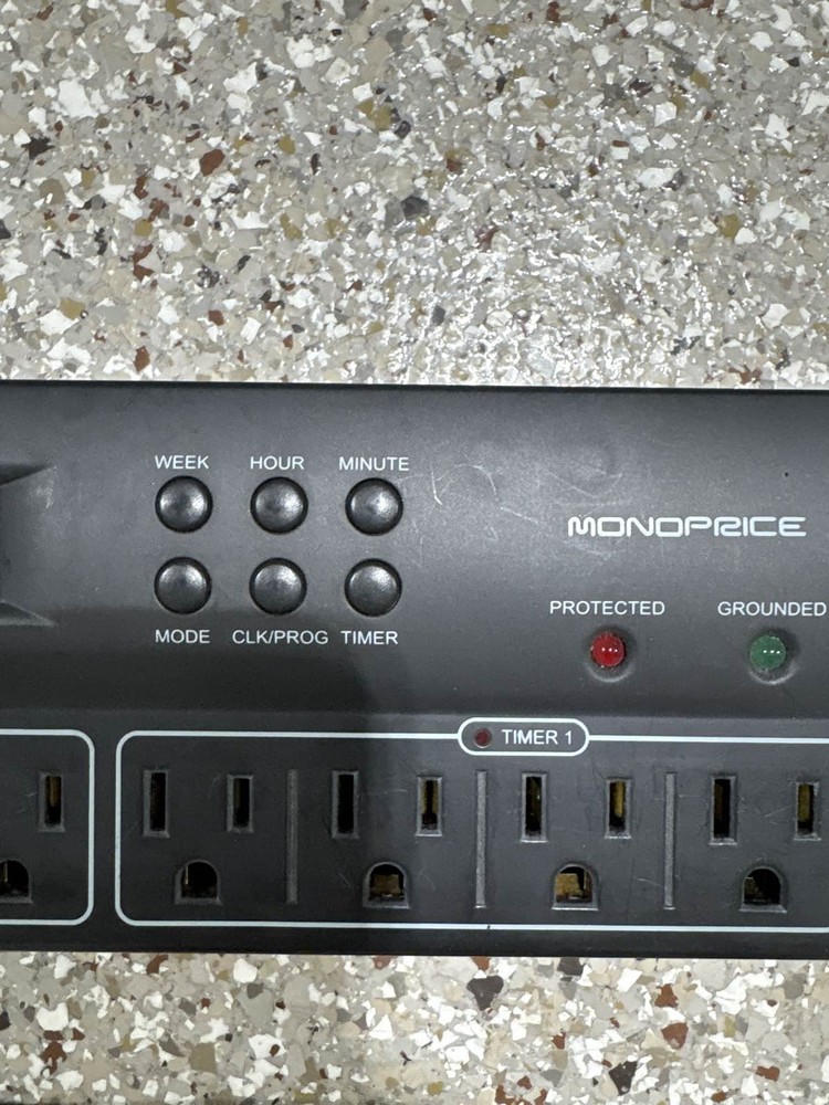 Monoprice 8 Outlet Surge Protector Power Strip w/ Timer & Grounded LED