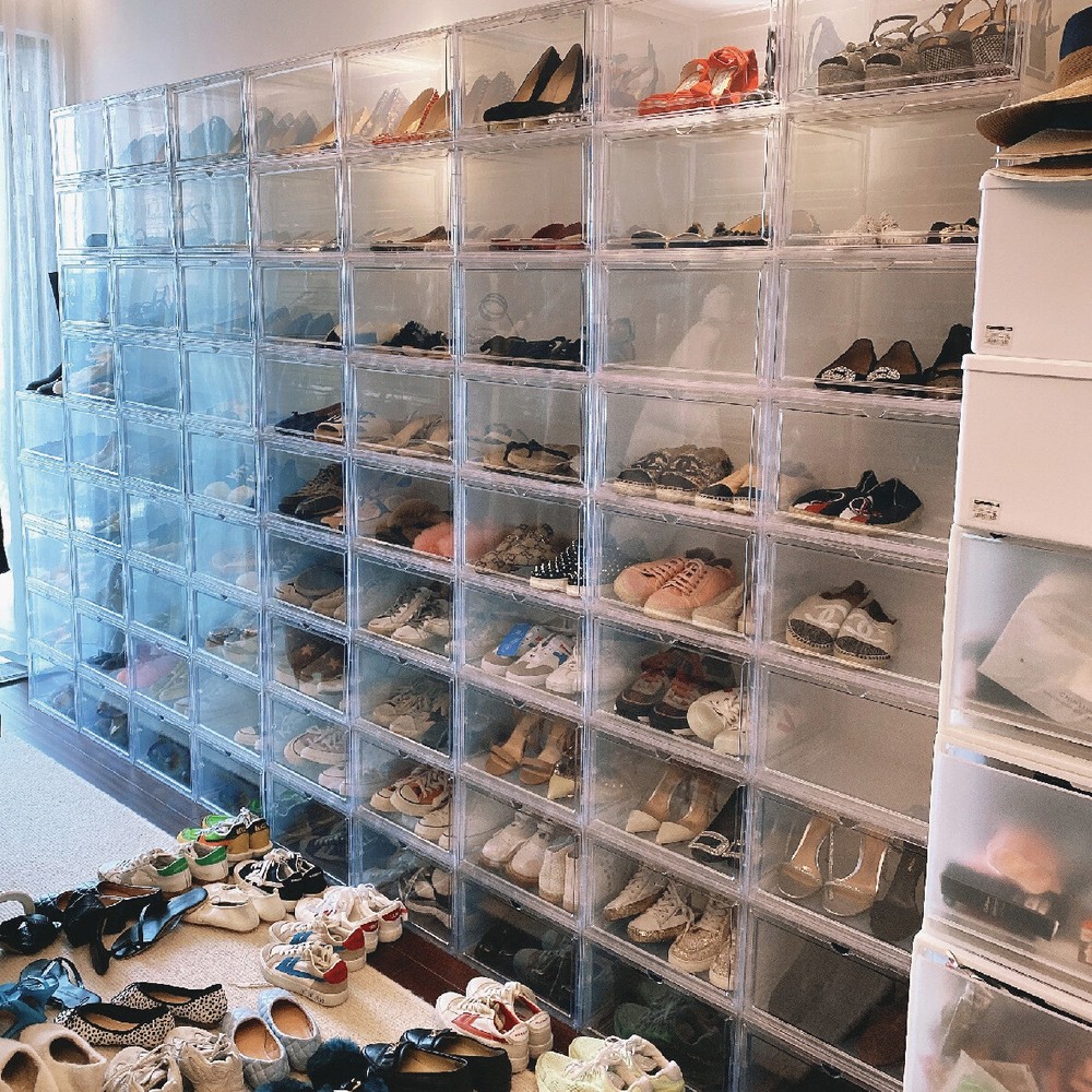 12 Clear Shoe Boxes Magnetic Drop Front Sneaker Rack Storage Organizer Stackable