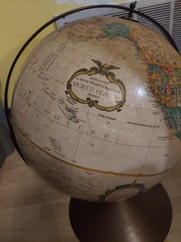 Vintage REPLOGLE GLOBE 16" DIAMETER WORLD CLASSIC SERIES WITH Stand/base
