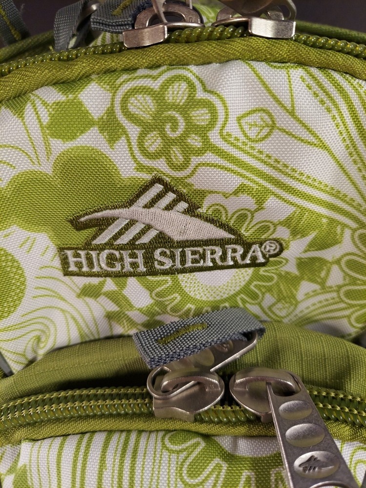 High Sierra Padded Backpack Green & White Paisley