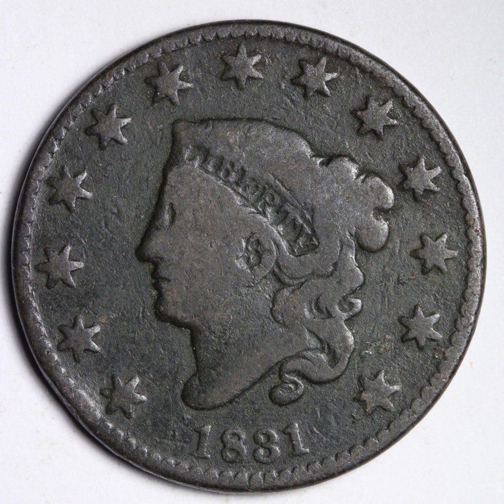 1831 Coronet Head Large Cent CHOICE VG E289 UB