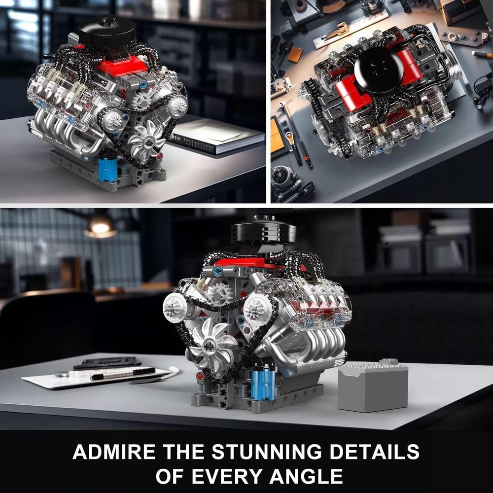 V8 Engine Motor Engineering Model Toy for Creative Build and Design Enthusiasts