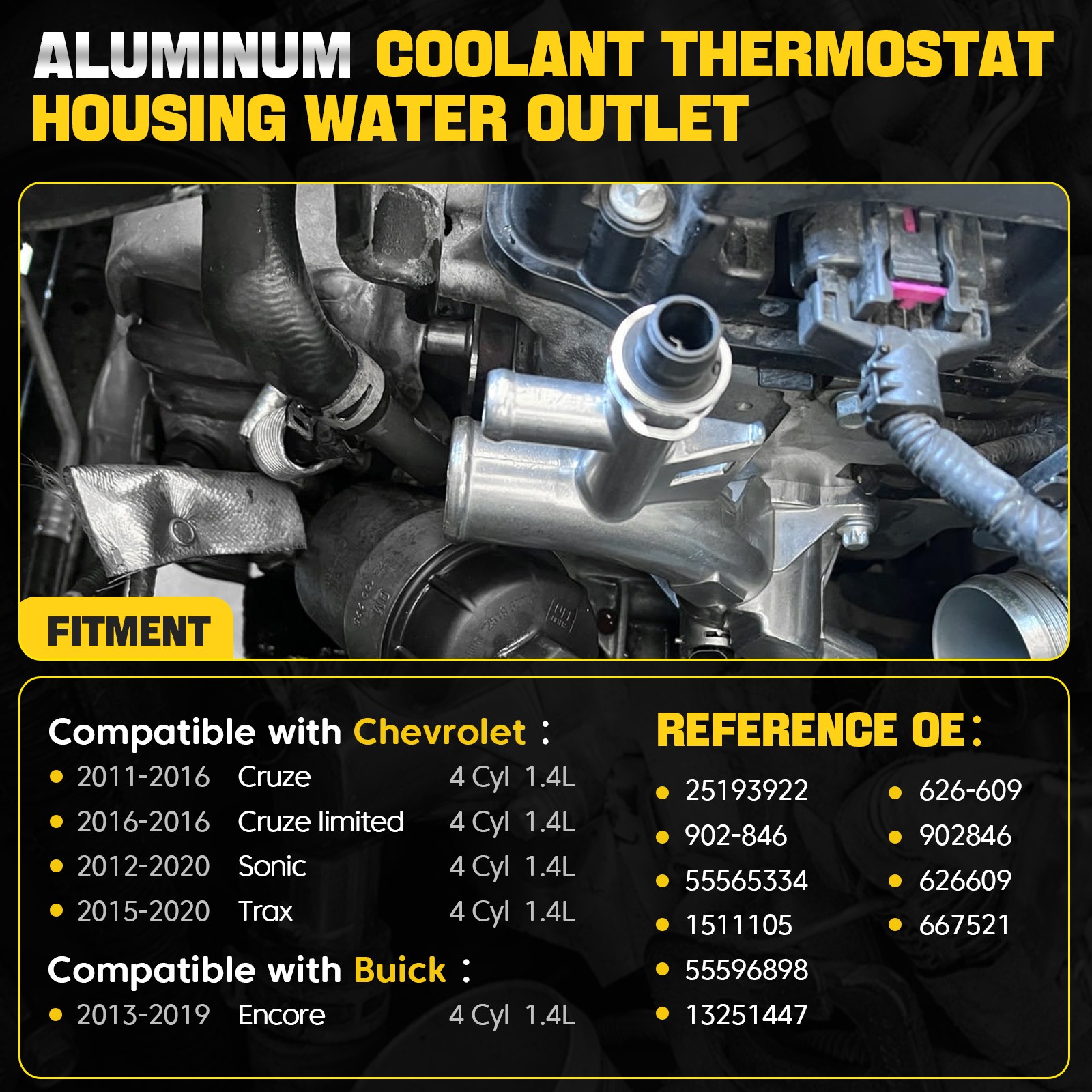 902-846 Engine Coolant Water Outlet For Chevy Cruze Sonic Trax Buick Encore 1.4L