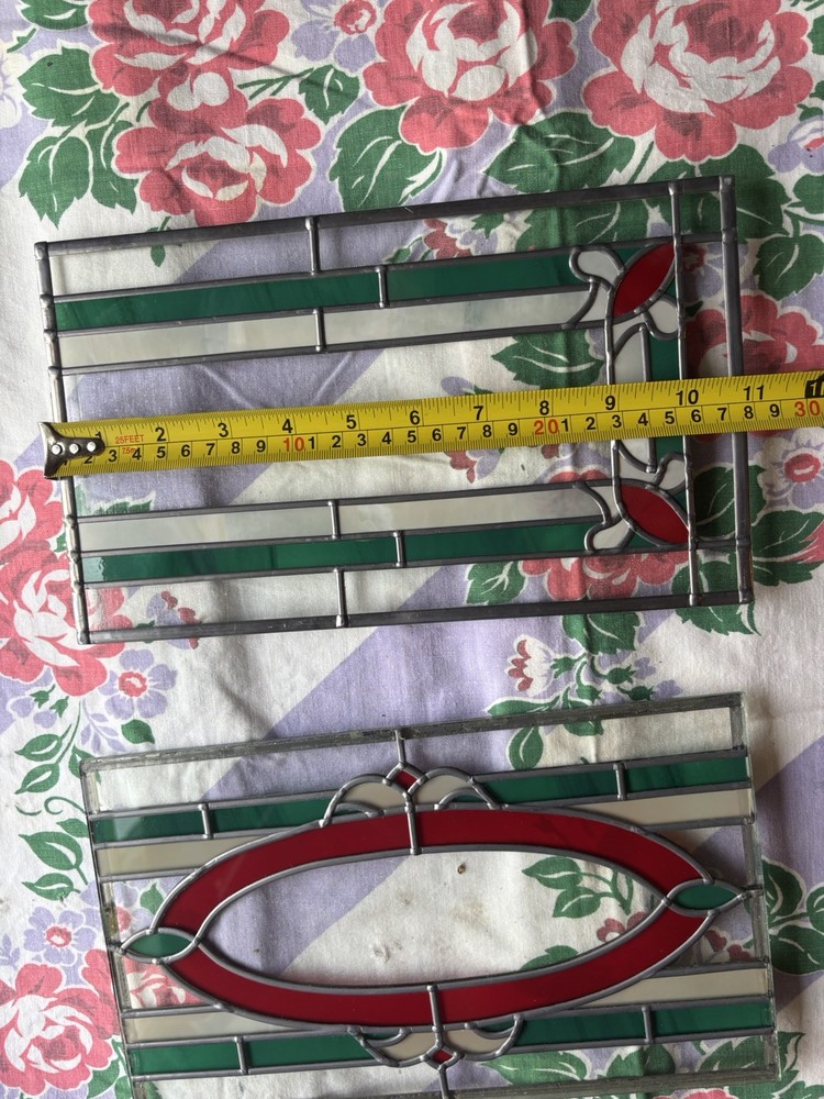 3 peace LARGE LEADED STAINED GLASS WINDOW set