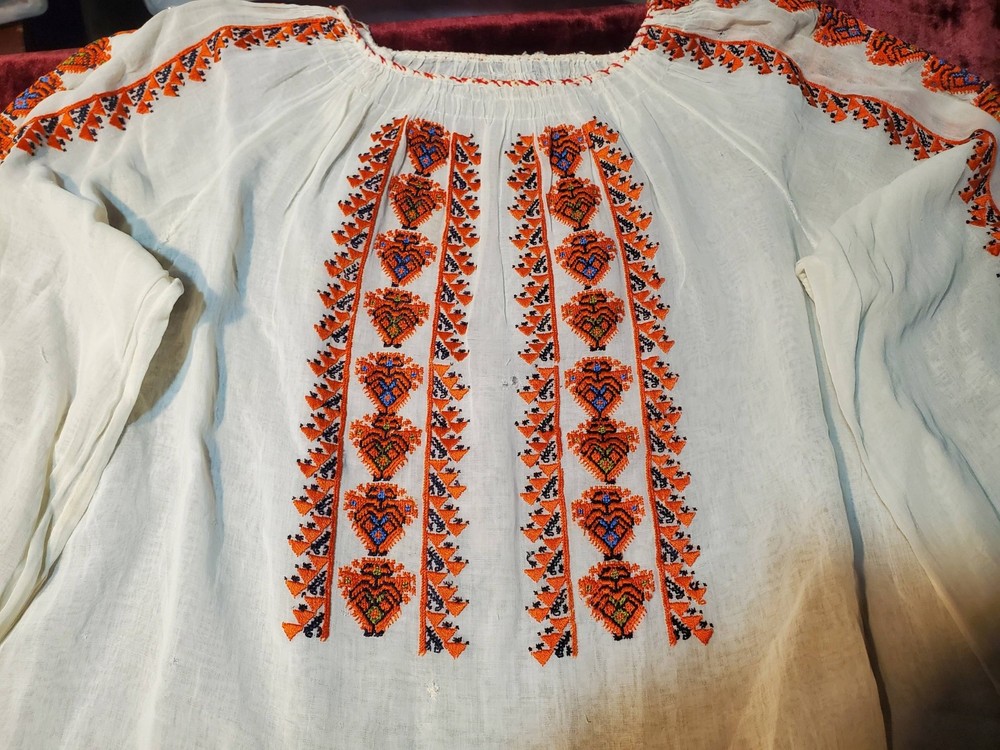 Exquisite Antique Romanian Silk Blouse