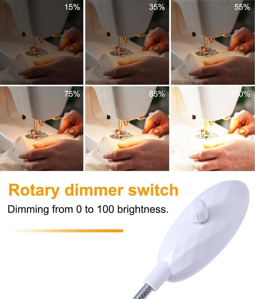 Sewing Machine Light with Rotation and Dimmable, Portable Work Light with Fle...