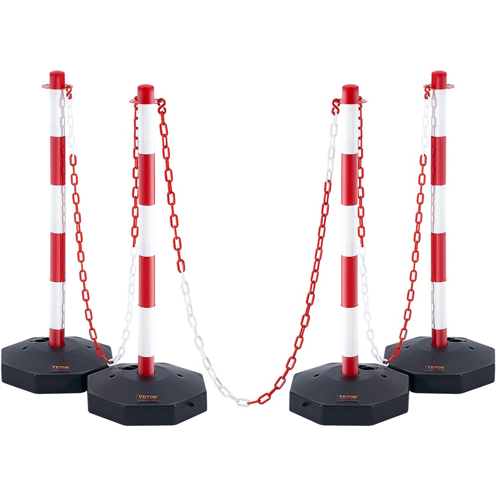 VEVOR 4PCs Traffic Delineator Post Cones with Fillable Base 8FT Chain Adjustable